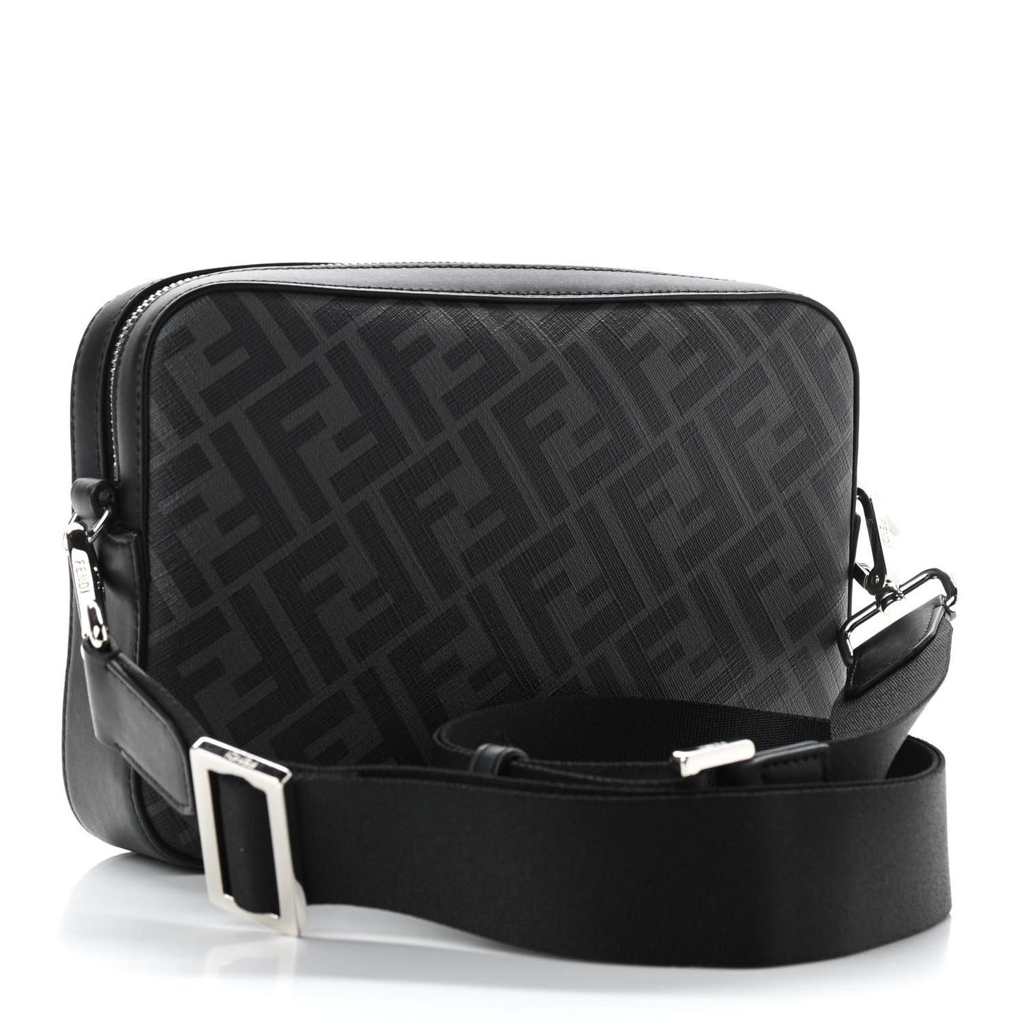 Glazed Fabric Vitello Liberty FF 1974 Diagonal Medium Camera Case Black Sunflower