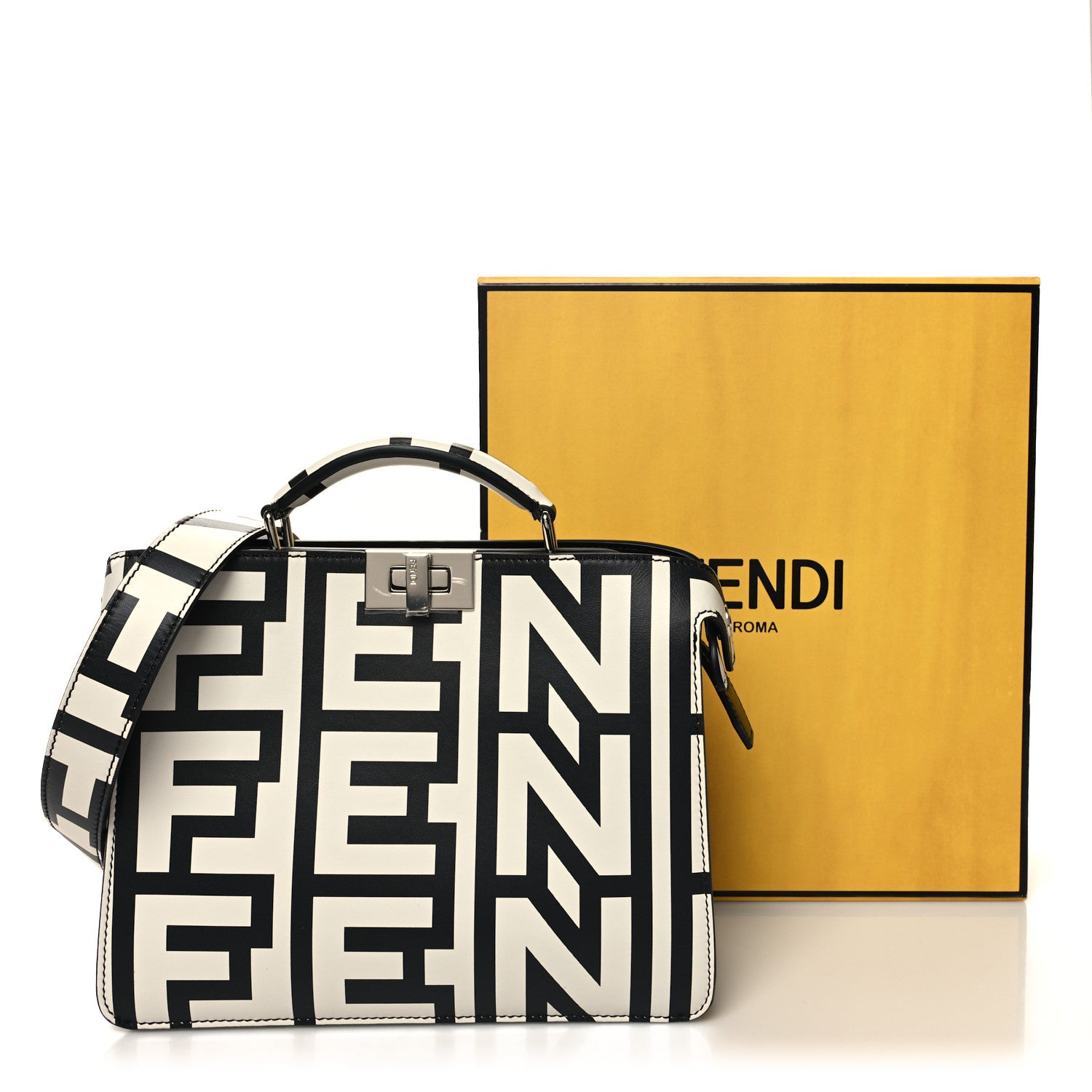 Fendi X MARC JACOBS Nappa Mini Peekaboo I SEE U Satchel Black White 11 of 11