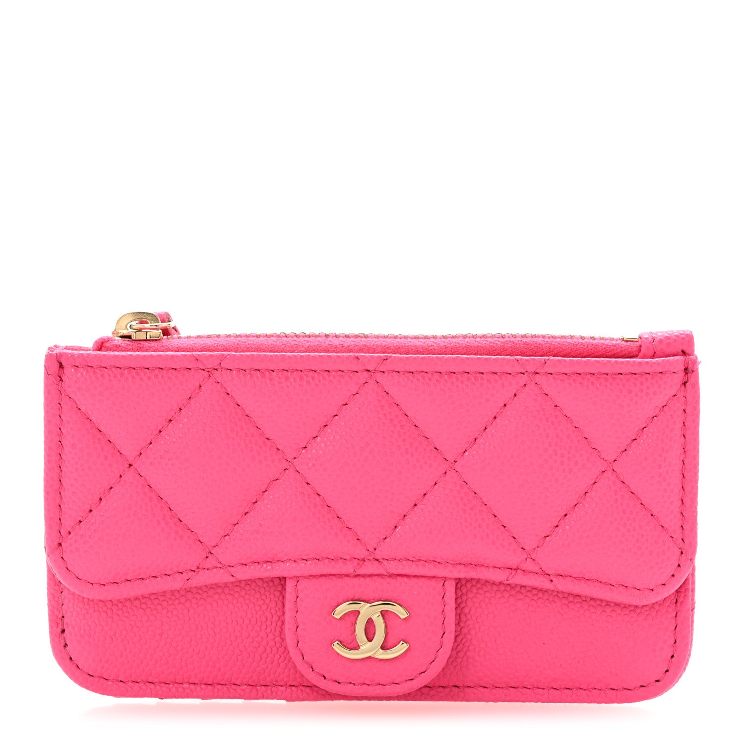 Chanel Caviar Quilted Flap Zip Card Holder Dark Pink 1 of 10