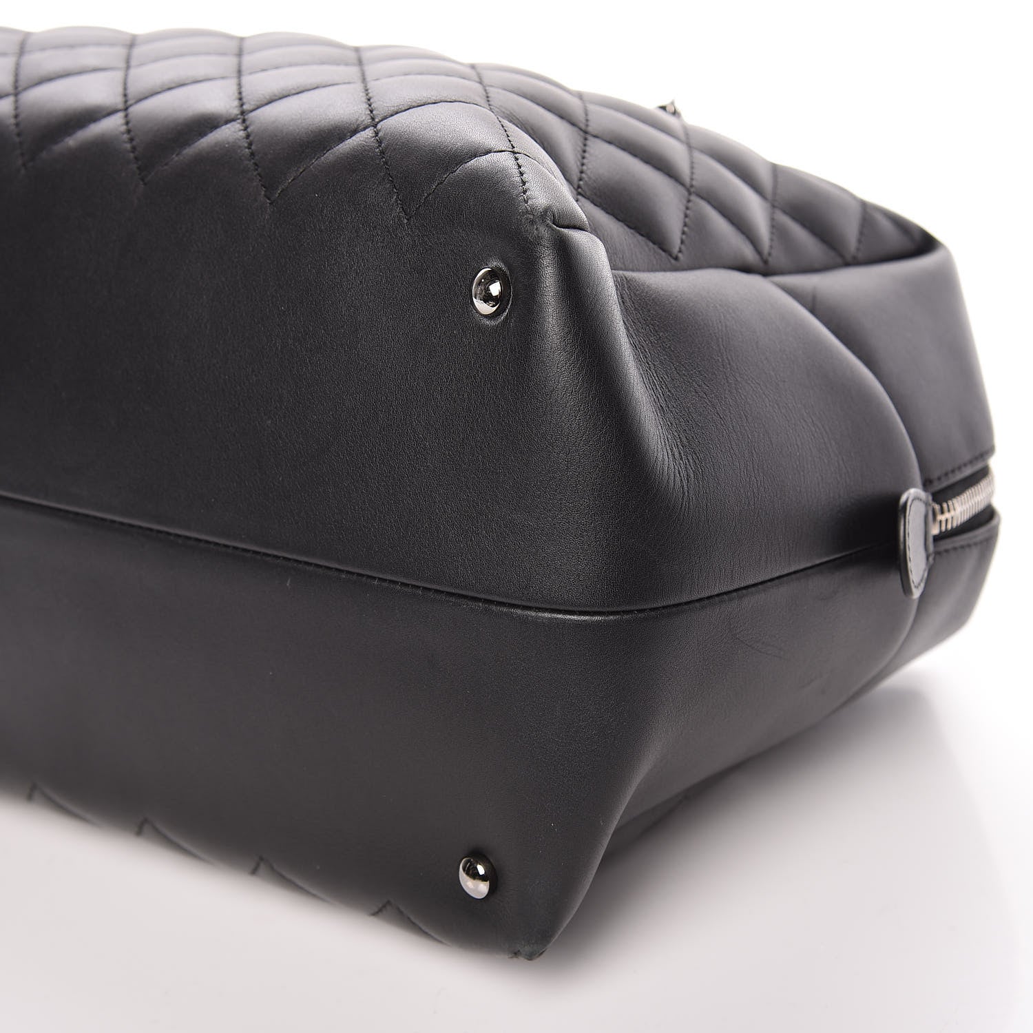 Chanel Calfskin Quilted Feather Weight Bowling Bag Black 6 of 19
