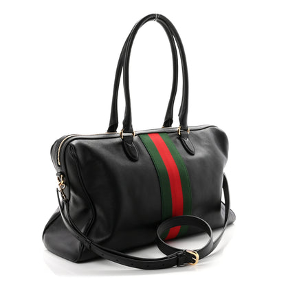 Gucci Calfskin Web Large Borsetto Boston Black 3 of 10