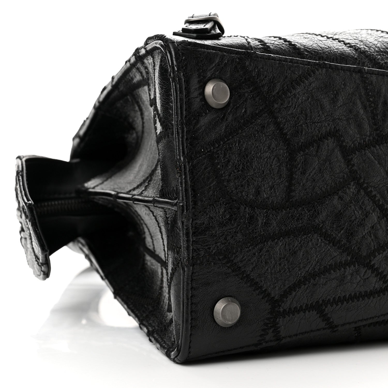 Balenciaga Calfskin Patchwork Stitched Neo Classic Silver Hardware City Black 9 of 10