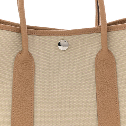 Hermes Toile Militaire Vache Country Garden Party 30 TPM Tote Beton Biscuit 8 of 10