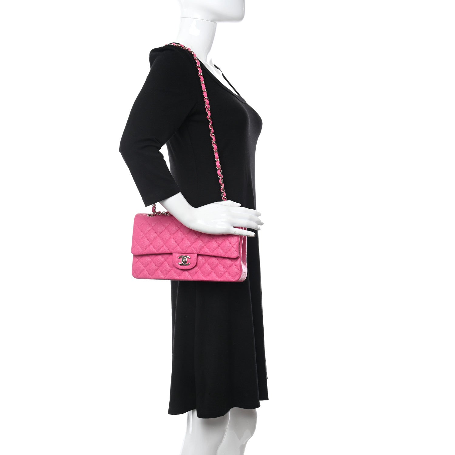 Chanel Caviar Quilted Medium Double Flap Dark Pink 2 of 10