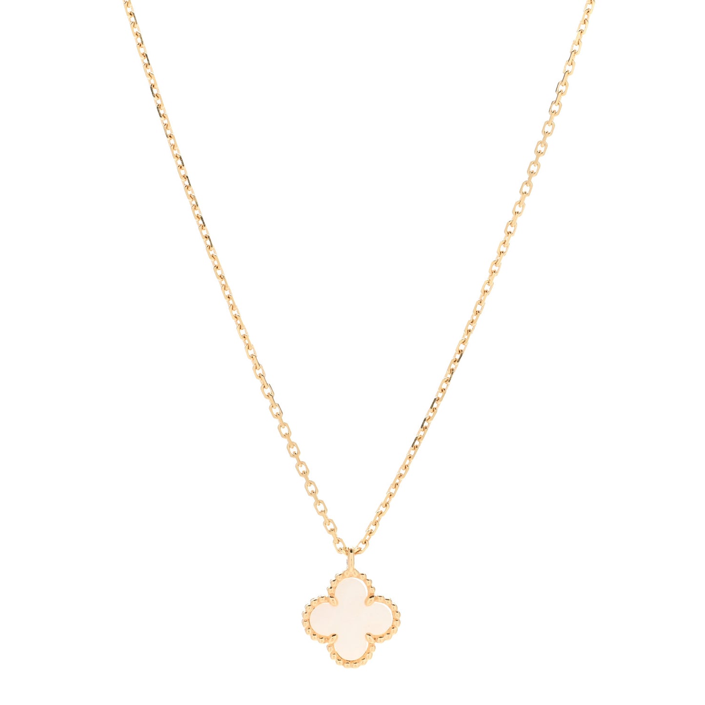 18K Yellow Gold Mother of Pearl Sweet Alhambra Pendant Necklace