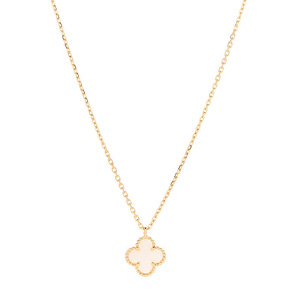 Van Cleef & Arpels 18K Yellow Gold Mother of Pearl Sweet Alhambra Pendant Necklace 1 of 7