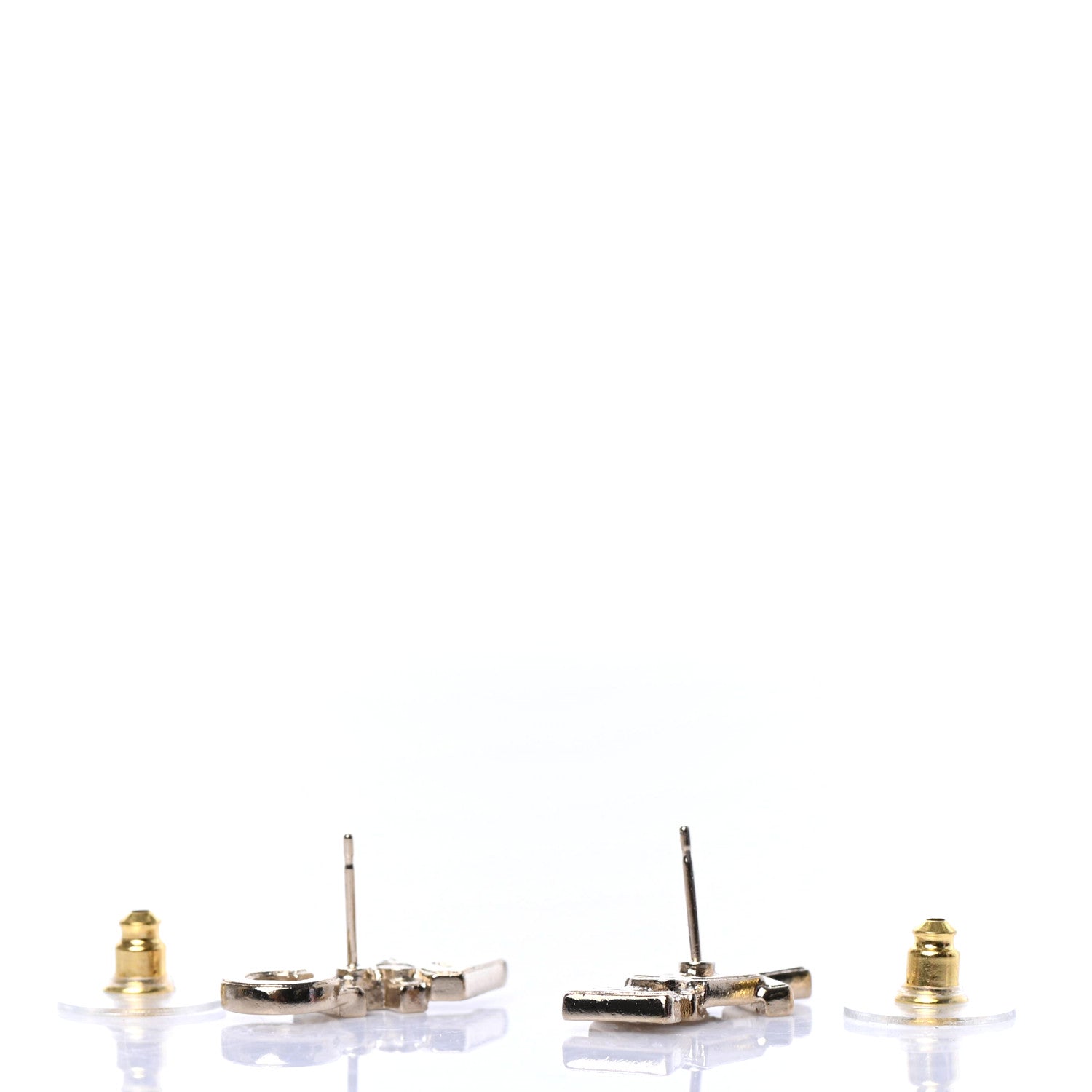 Chanel Crystal Pearl Signature Stud Earrings Gold 3 of 5