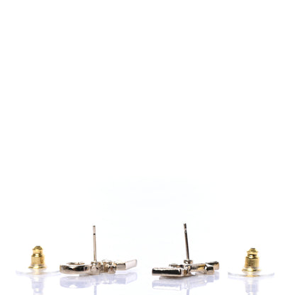 Chanel Crystal Pearl Signature Stud Earrings Gold 3 of 5