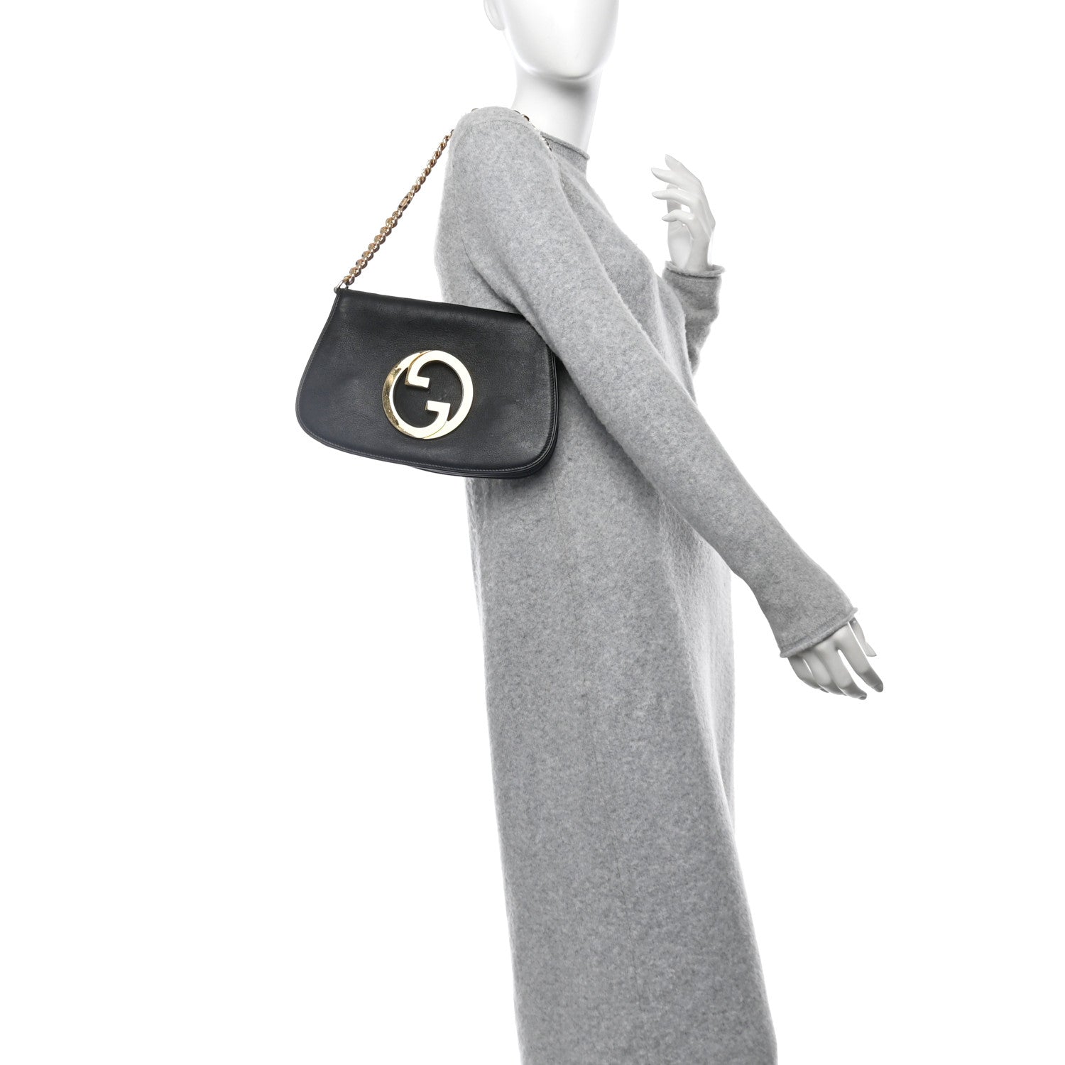 Gucci Roxy Calfskin Blondie Chain Shoulder Flap Bag Black 2 of 10