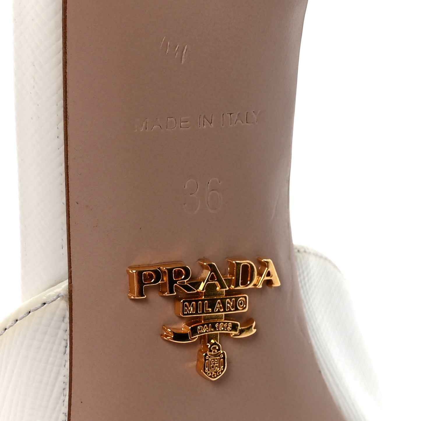 Saffiano Logo Pointed Toe 50mm Mules 36 White