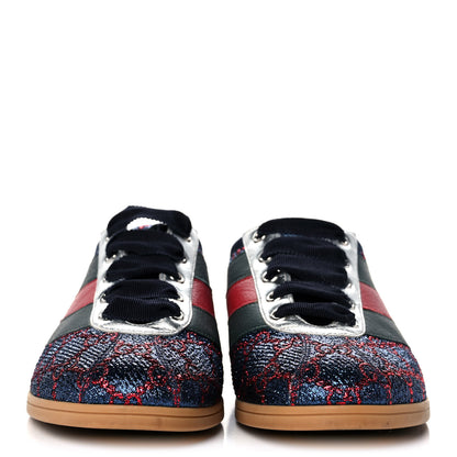 Gucci Lurex Calfskin Web GG Monogram Womens Falacer Sneakers 37 Iridescent Blue Iridescent Red Silver 2 of 10