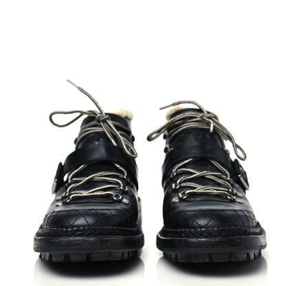 Chanel Shearling Calfskin Lace Up Short Boots 39.5 Black 2 of 6