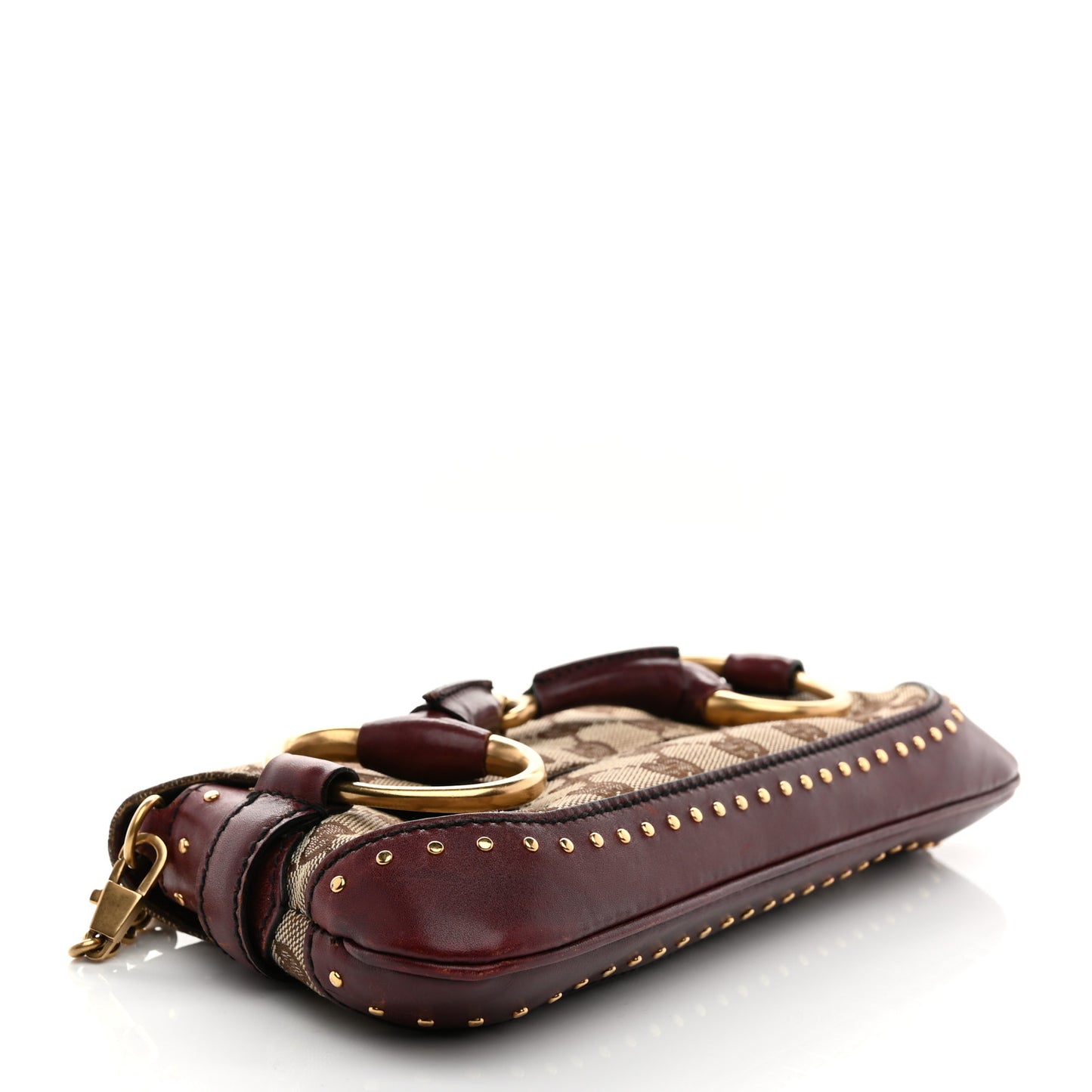 Monogram Studded Small Horsebit Clutch Bordeaux