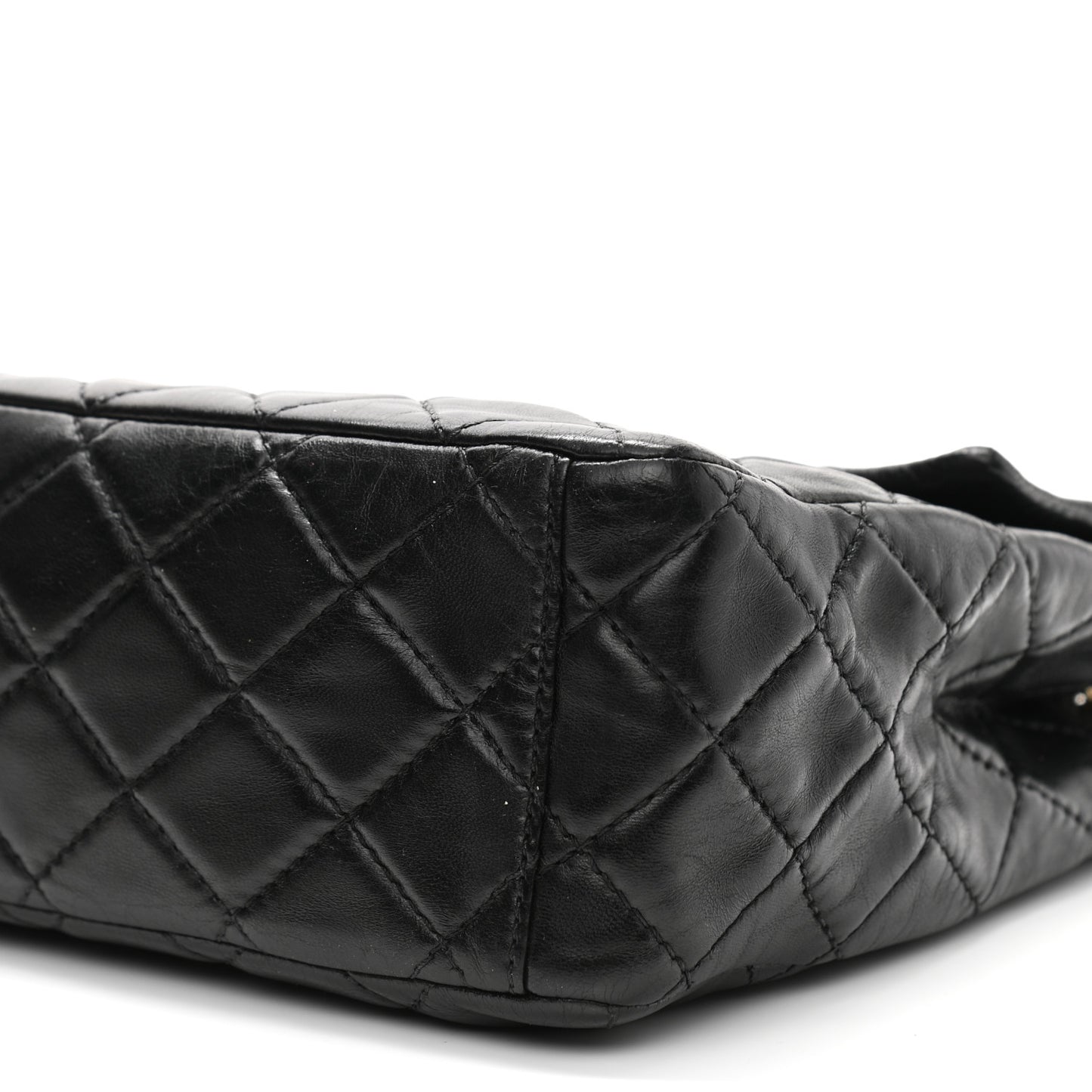 Washed Lambskin Quilted Maxi Single Flap Black