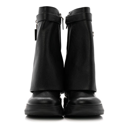 Givenchy Grained Calfskin Shark Lock Biker Ankle Boots 37 Black 3 of 13