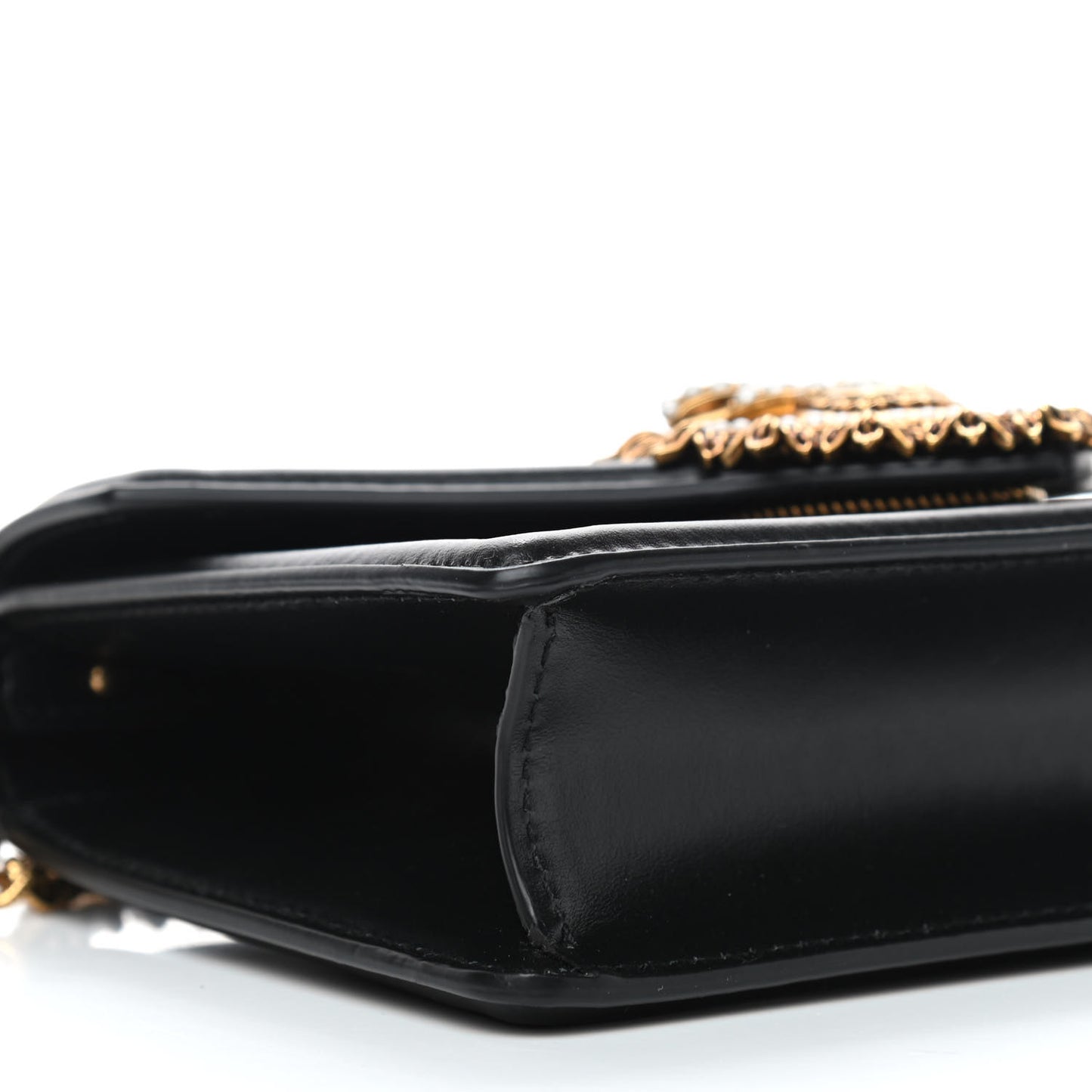 Smooth Calfskin Small Devotion Envelope Top Handle Bag Black