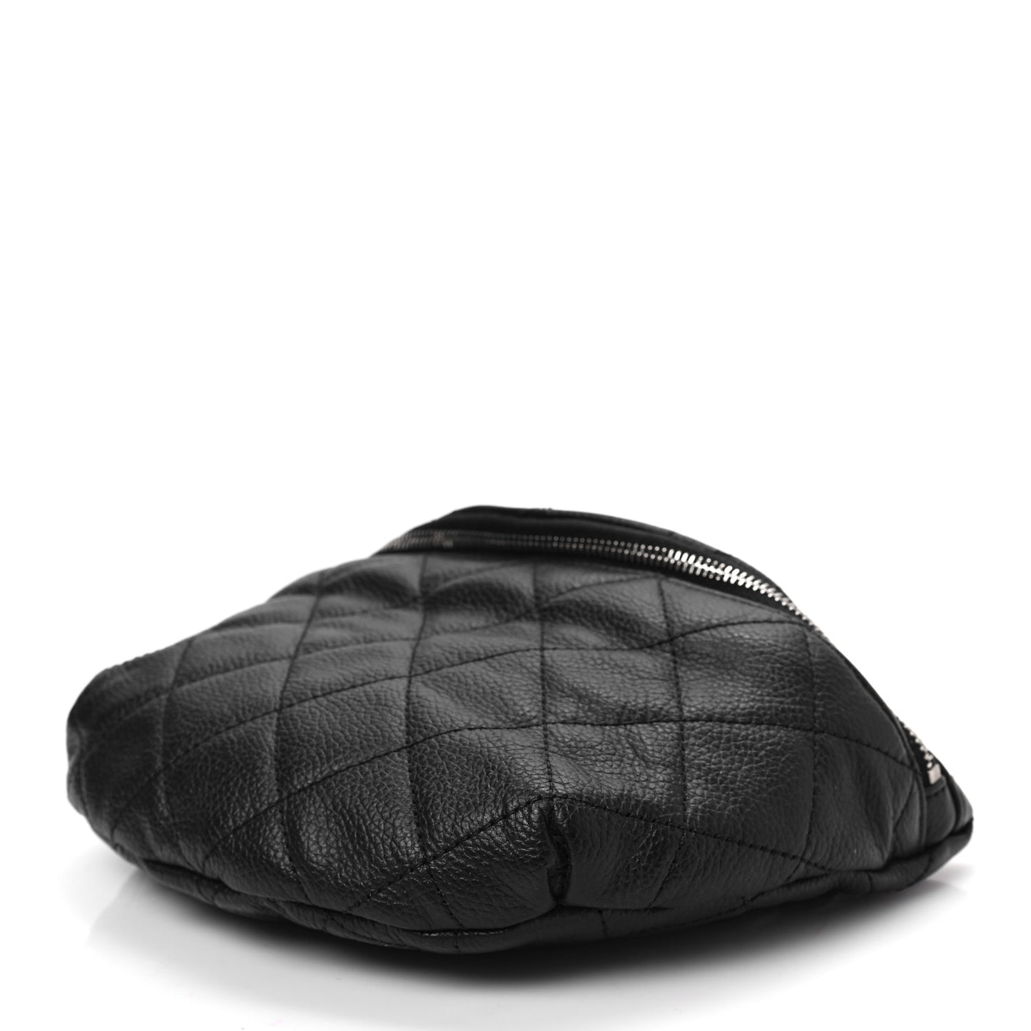 Grained Calfskin Quilted Waist Belt Bag Black