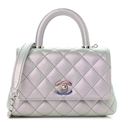 Chanel Iridescent Caviar Quilted Extra Mini Coco Handle Flap Purple 1 of 13