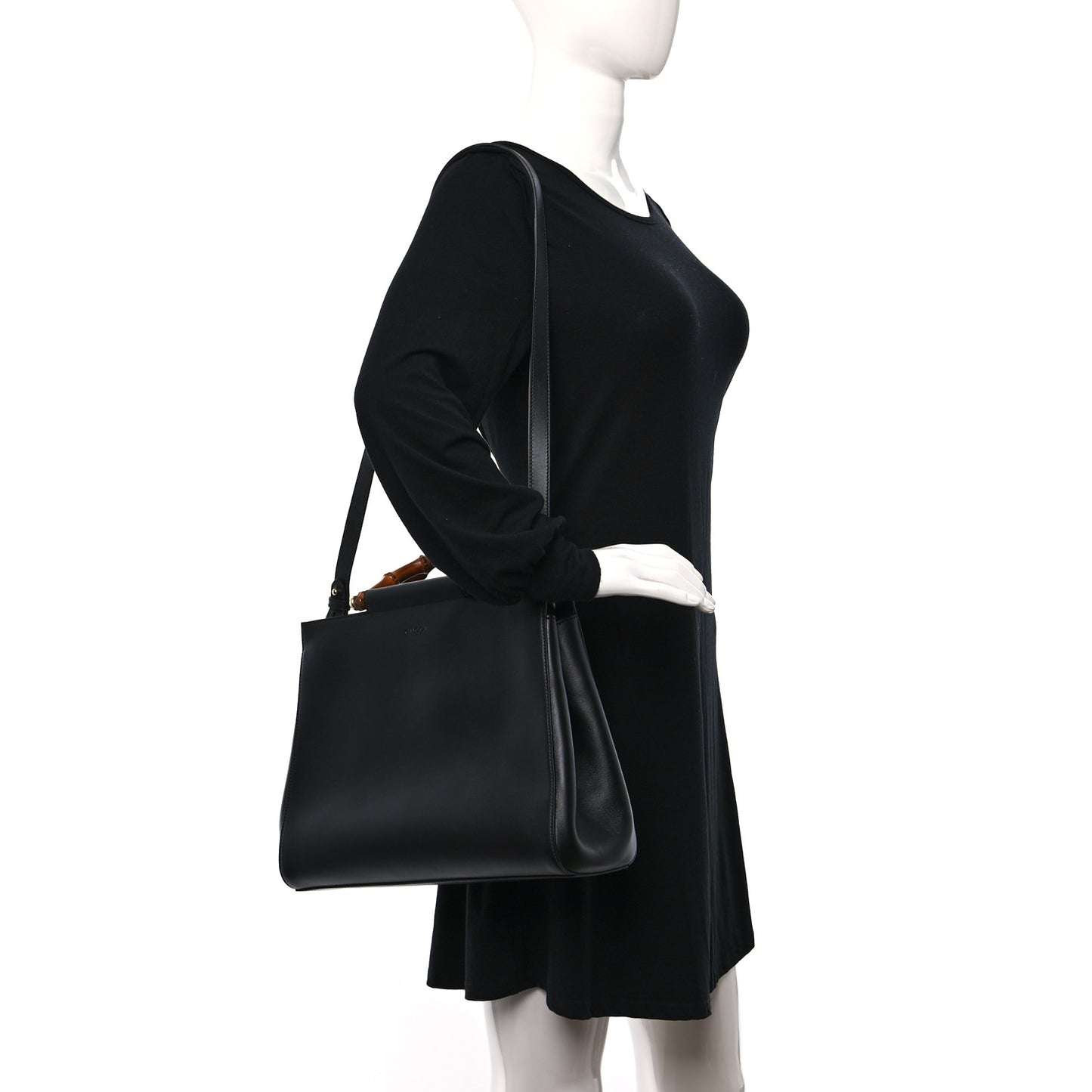 Nappa Bamboo Medium Nymphaea Top Handle Black