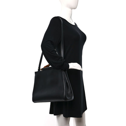 Gucci Nappa Bamboo Medium Nymphaea Top Handle Black 2 of 10