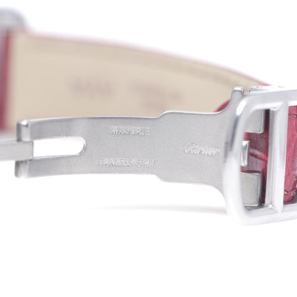 Cartier Stainless Steel Alligator 23mm Tank Americaine Automatic Watch Red 5 of 9