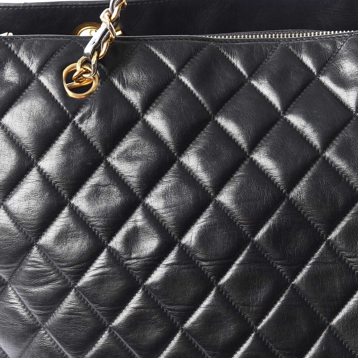 Chanel Lambskin Quilted Shopping Tote Black 11 of 12
