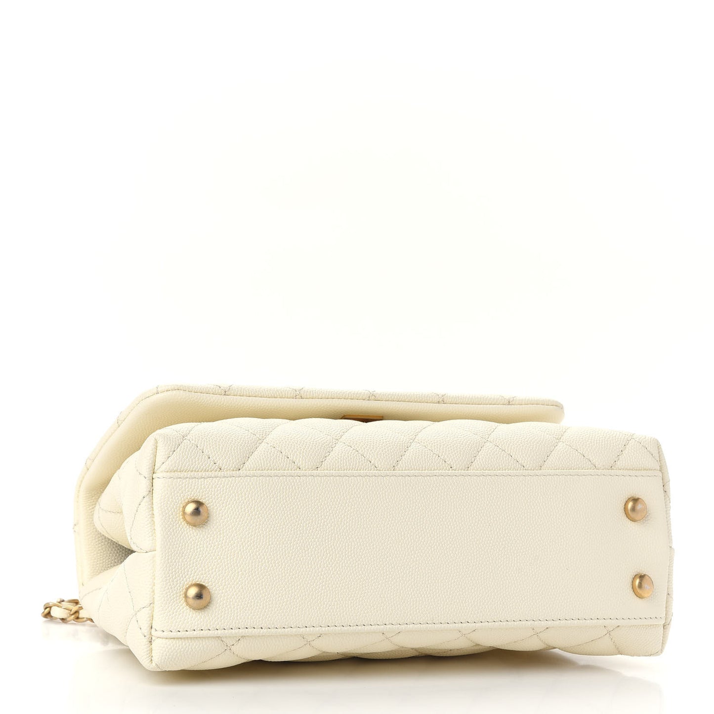 Caviar Elaphe Quilted Mini Coco Handle Flap Ivory