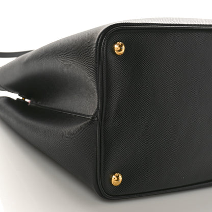Prada Saffiano Cuir Medium Double Bag Black Fuoco 8 of 9