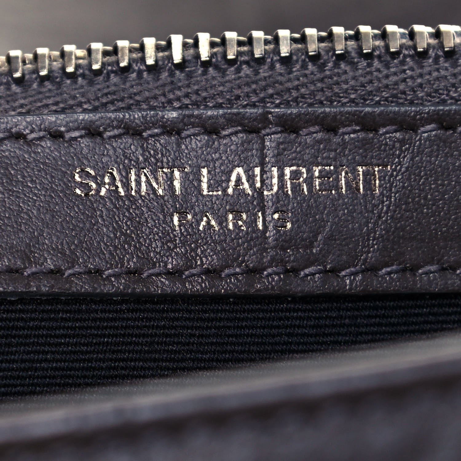 Saint Laurent Calfskin Crocodile Embossed Medium West Hollywood Monogram Fold-Over Grey 6 of 17