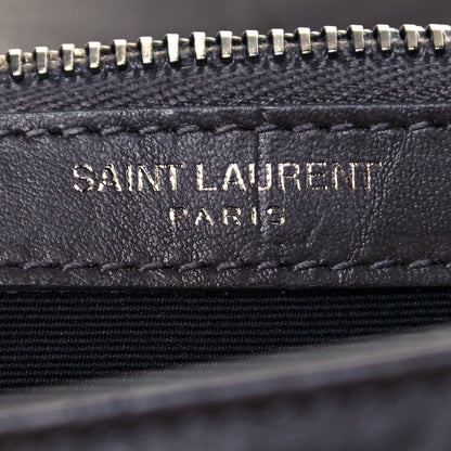 Saint Laurent Calfskin Crocodile Embossed Medium West Hollywood Monogram Fold-Over Grey 6 of 17