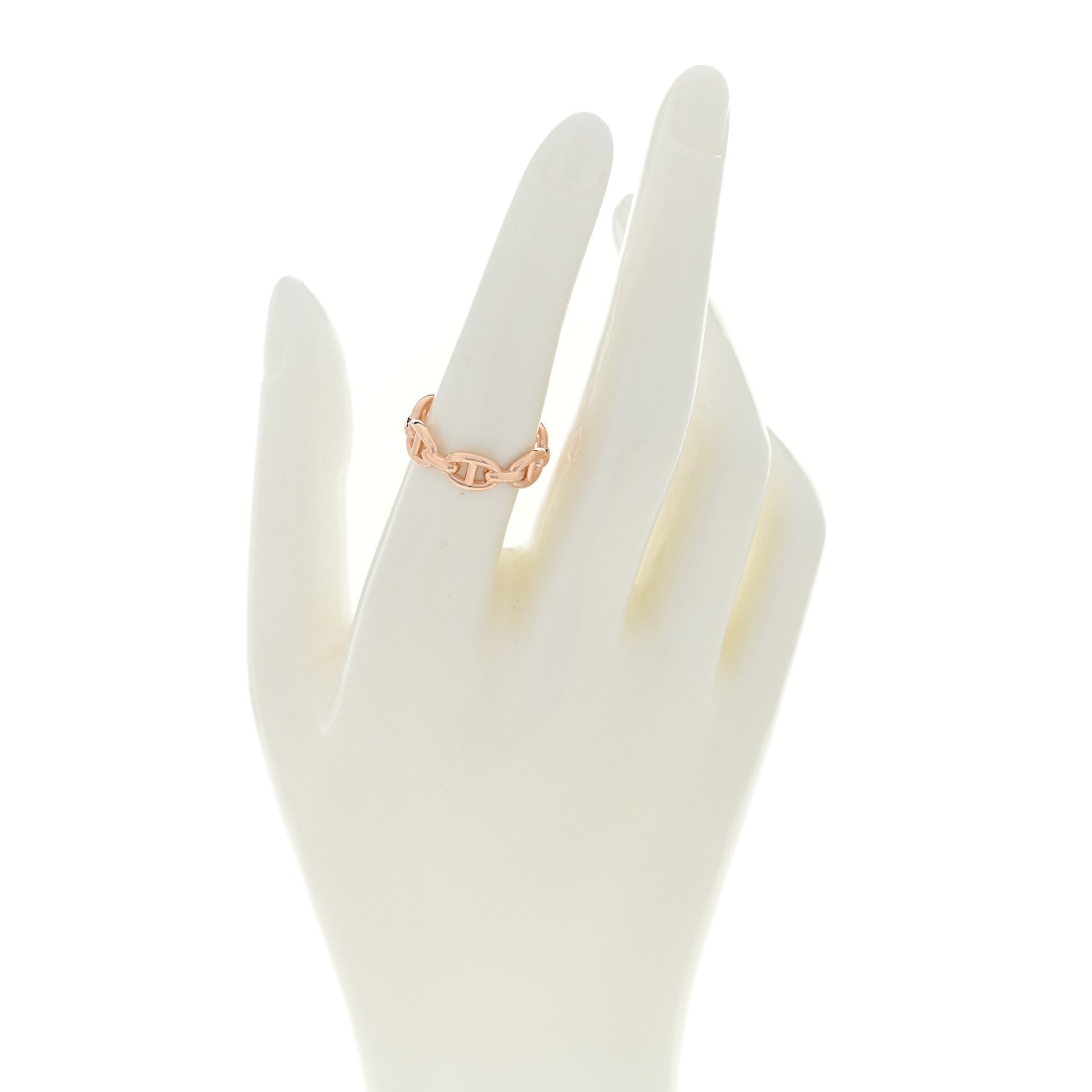 Hermes 18K Rose Gold PM Chaine d'Ancre Enchainee Ring 53 6.5 2 of 5