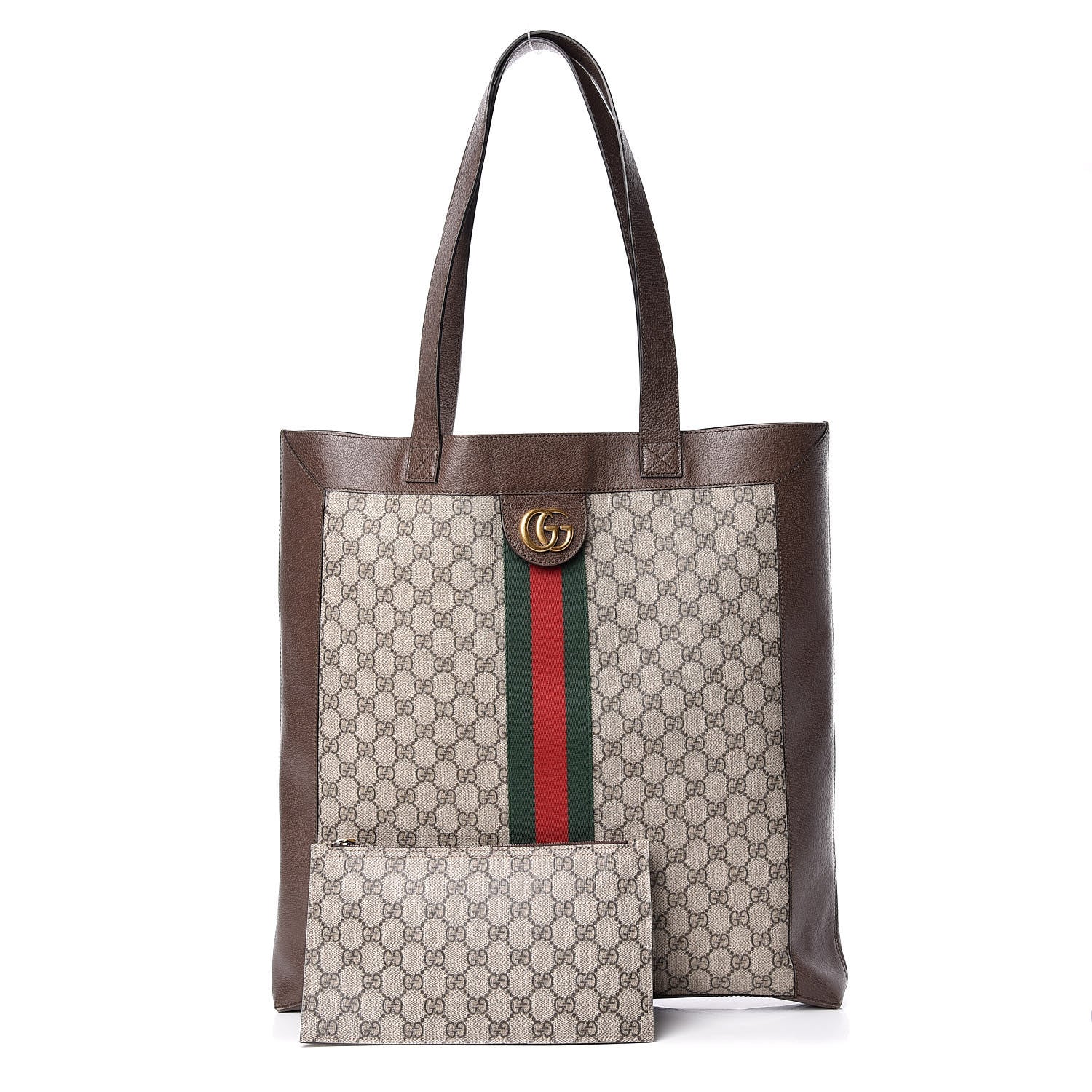 Gucci GG Supreme Monogram Web Large Ophidia Vertical Shopping Tote Brown 1 of 17