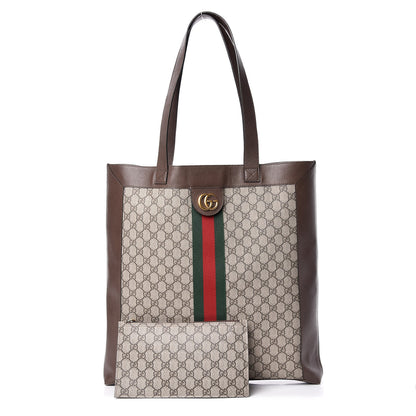 Gucci GG Supreme Monogram Web Large Ophidia Vertical Shopping Tote Brown 1 of 17