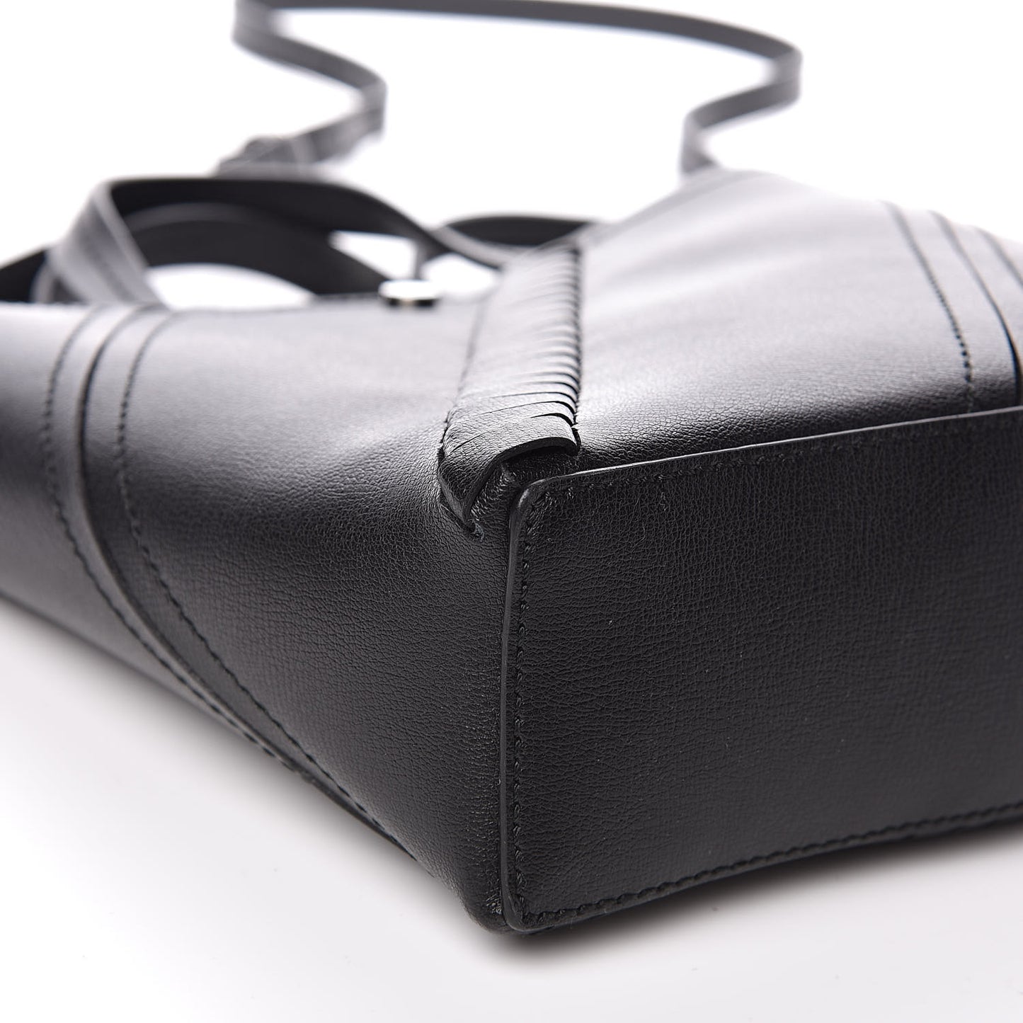 Grainy Calfskin Small Hex Tote Black