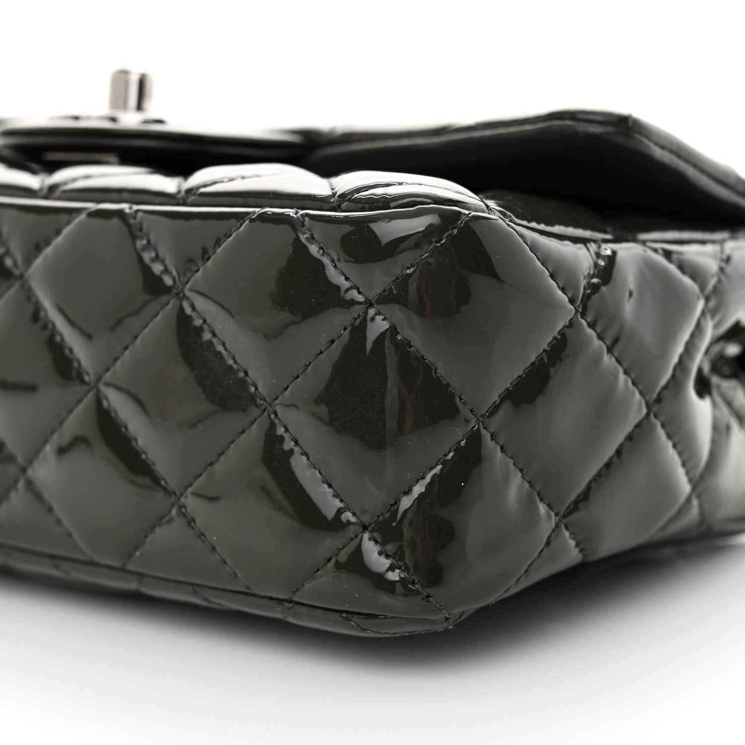 Chanel Patent Calfskin Quilted Mini Rectangular Flap Grey 10 of 10