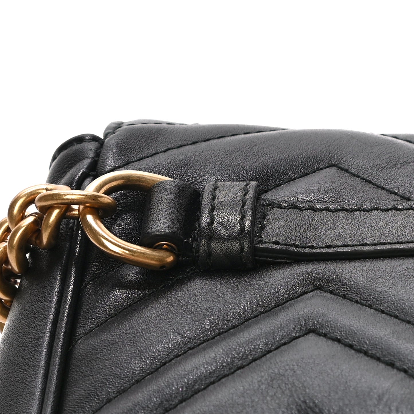Calfskin Matelasse Pearly GG Marmont Chain Belt Bag Black