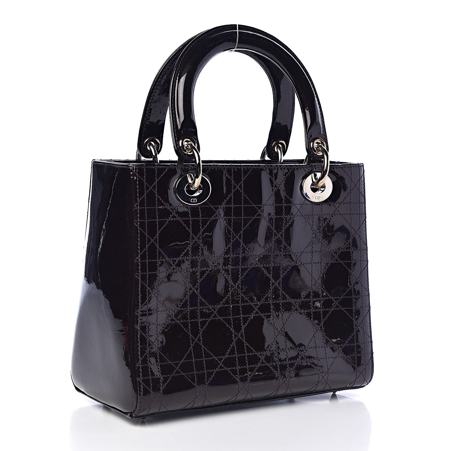 Patent Calfskin Cannage Stitched Medium Lady Dior Amethyste