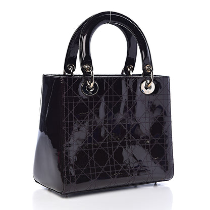 Christian Dior Patent Calfskin Cannage Stitched Medium Lady Dior Amethyste 3 of 10
