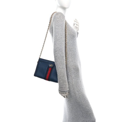 Gucci Textured Calfskin Web Small Ophidia Chain Shoulder Bag Blue Agata 2 of 11