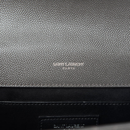 Saint Laurent Grain De Poudre Textured Mixed Matelasse Medium Triquilt Monogram Satchel Earth 10 of 12