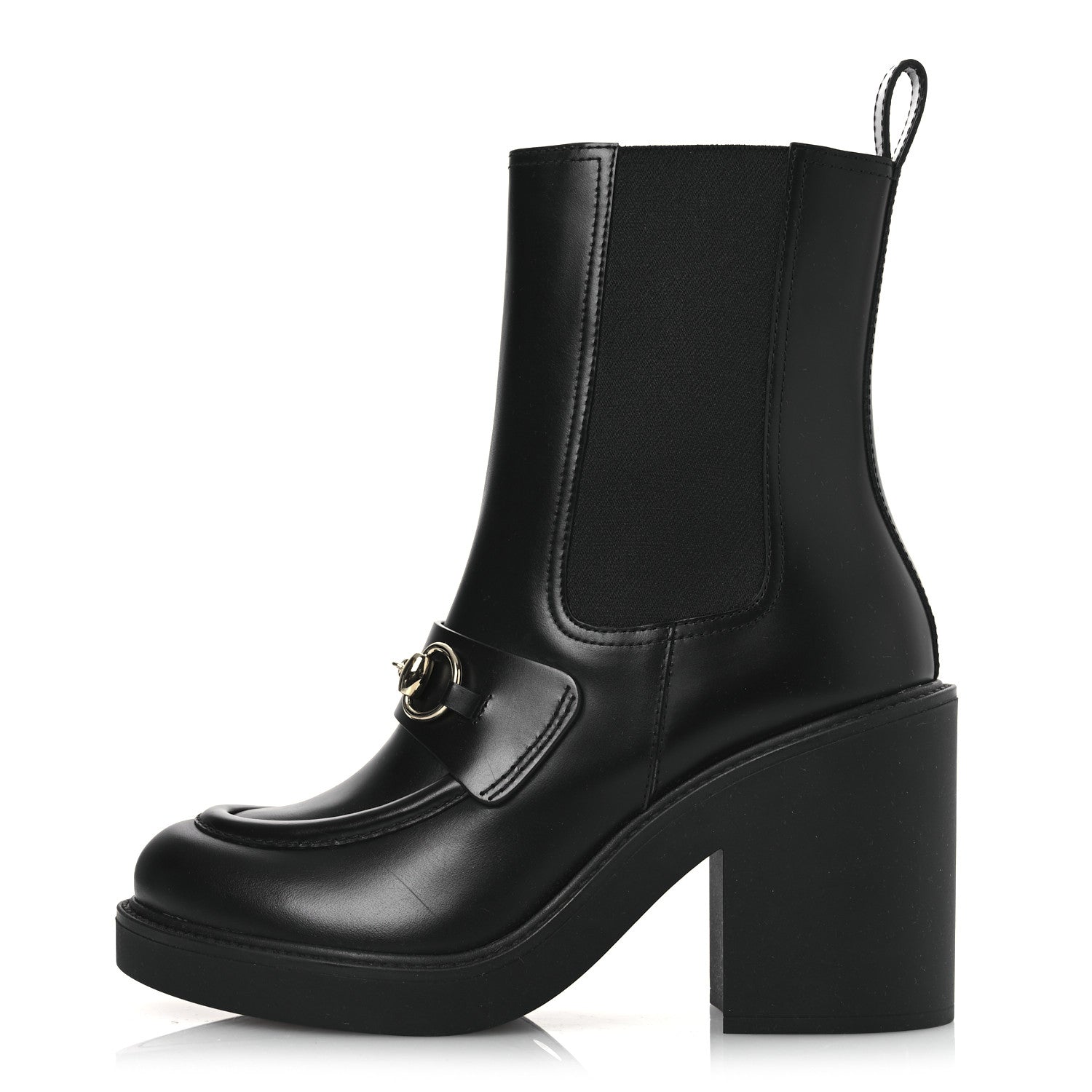Gucci Calfskin Horsebit Ankle Boots 38 Black 1 of 11
