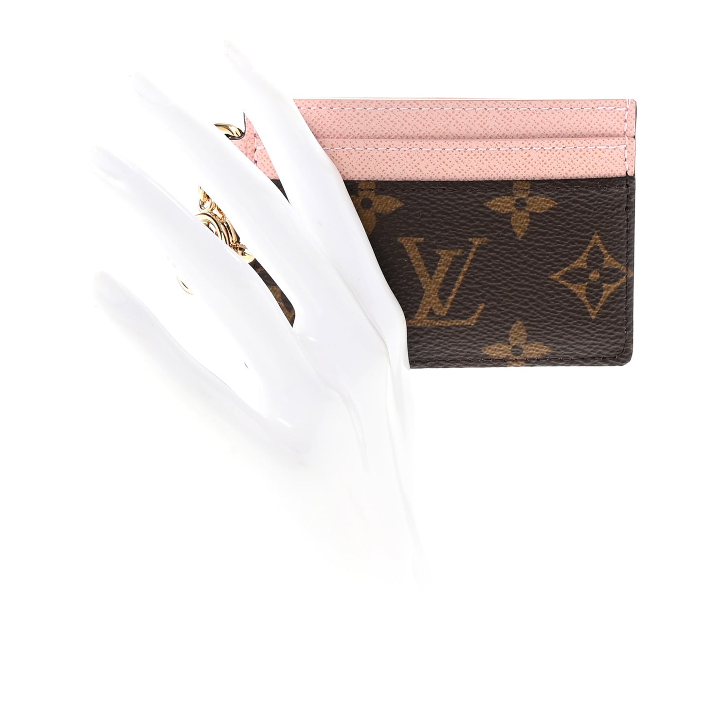 Monogram LV Charms Card Holder Rose Ballerine