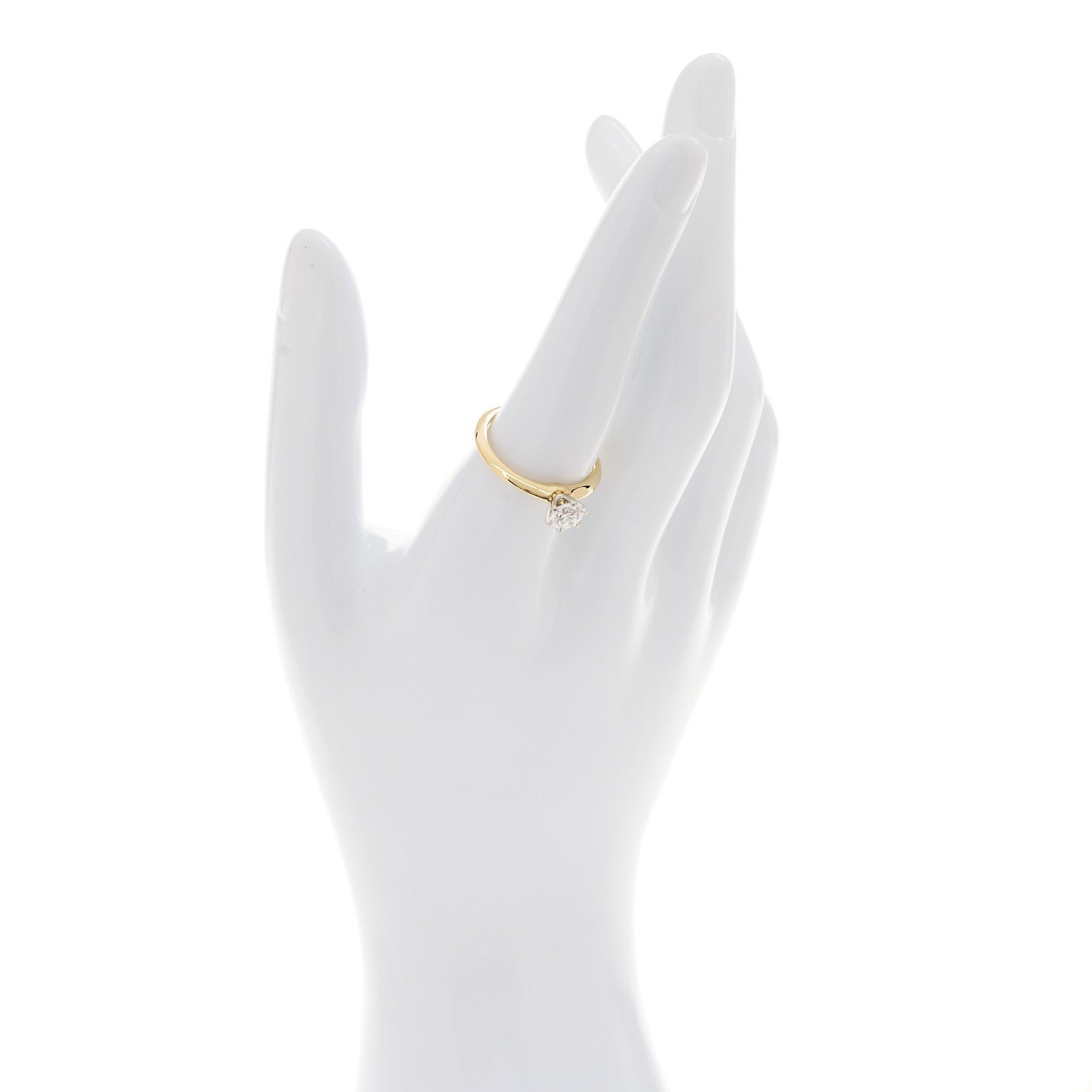 Tiffany 18K Yellow Gold Platinum Diamond .70ct Solitaire Engagement Ring 56 7.5 2 of 7