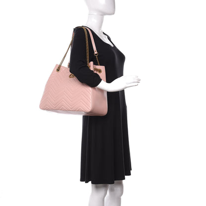 Gucci Calfskin Matelasse Medium GG Marmont Shoulder Tote Bag Perfect Pink 2 of 11