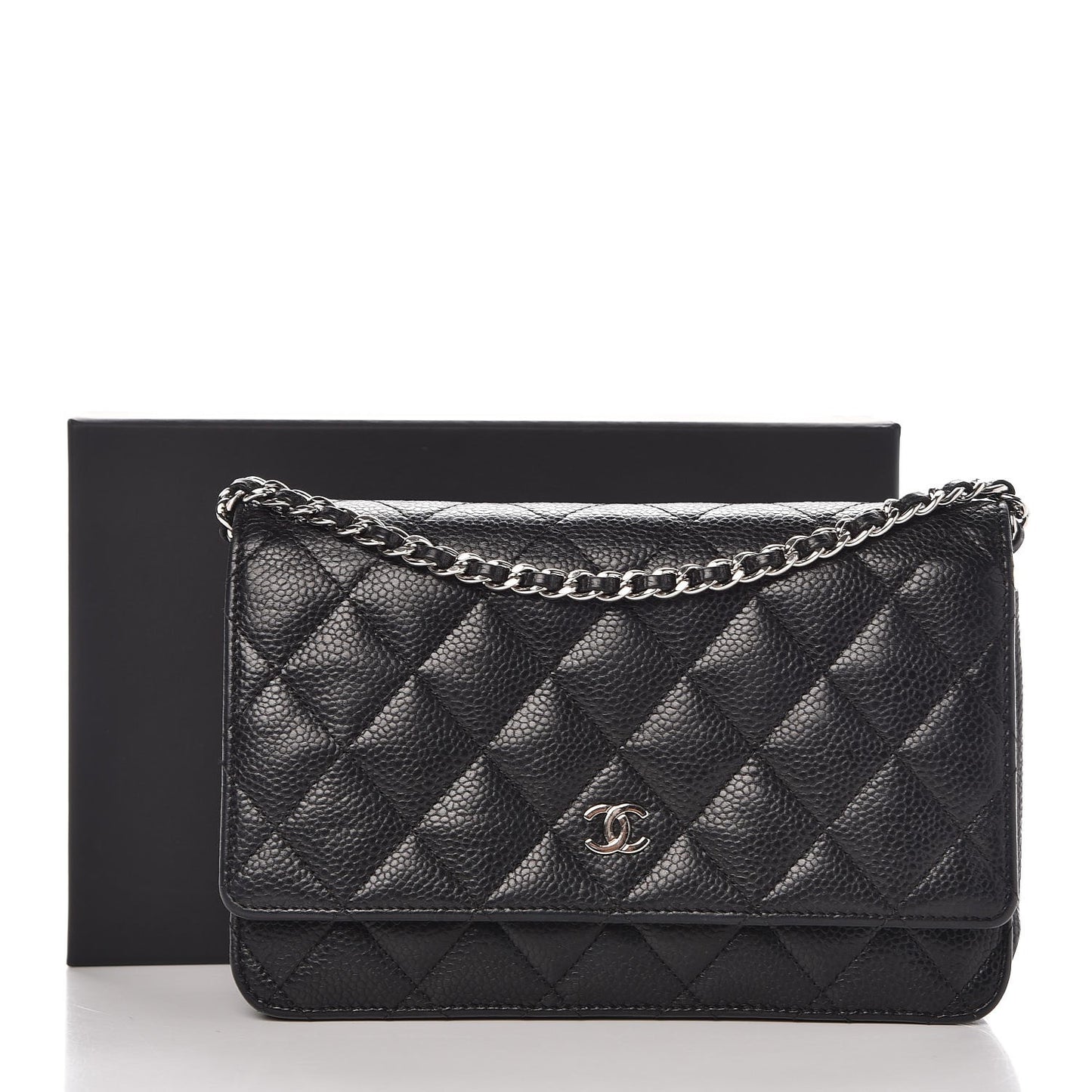 Caviar Quilted Wallet On Chain WOC Black