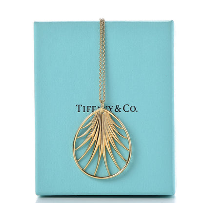 Tiffany 18K Yellow Gold Large Paloma Picasso Villa Paloma Palm Pendant Necklace 30 8 of 8