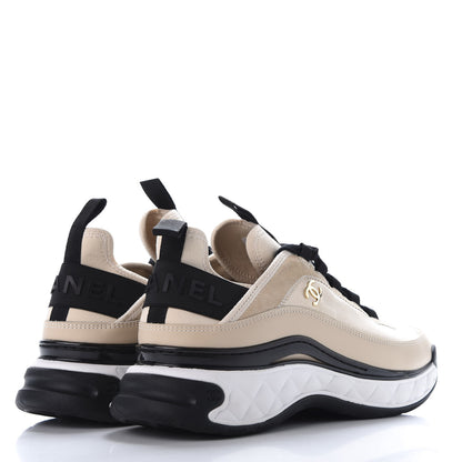 Chanel Fabric Calfskin Suede CC Sneakers 41 Beige 4 of 10