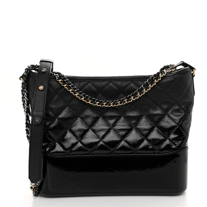 Chanel Patent Goatskin Quilted Medium Gabrielle Hobo Black 1 of 10