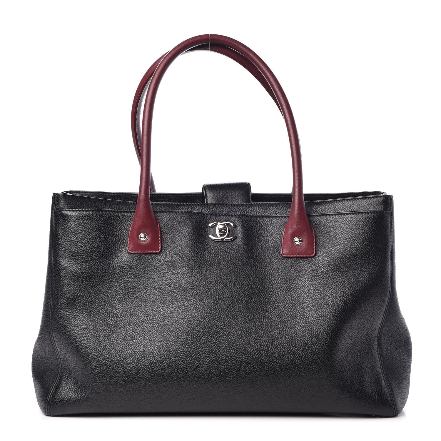 Chanel Calfskin Cerf Executive Shopper Tote Burgundy Black 1 of 16