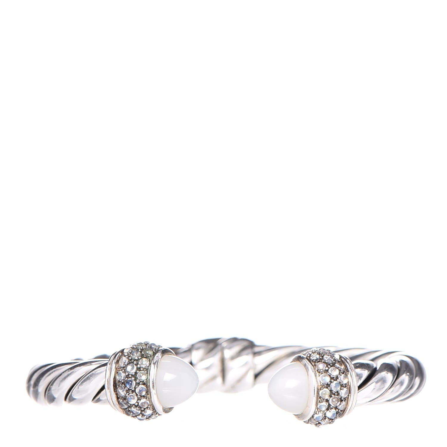 David Yurman Sterling Silver Moon Quartz Blue Moonstone 10mm Cable Renaissance Bracelet 1 of 4